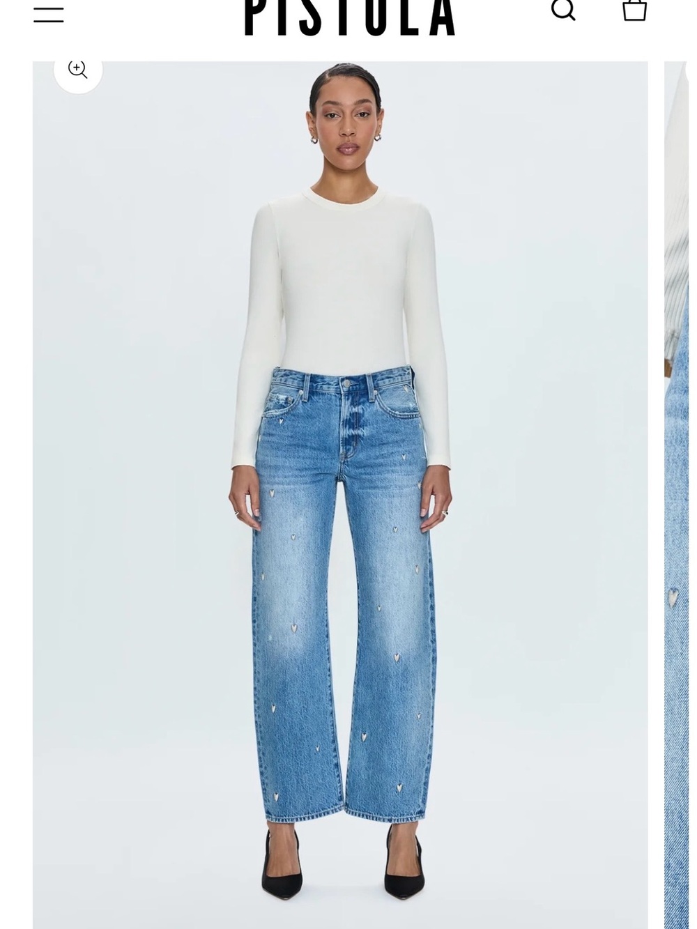 LEXI MID RISE BOWED STRAIGHT JEAN - CONFETTI VINTAGE